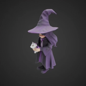 Charming Witch with Cat